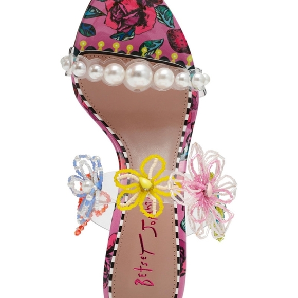💕🔹️Betsey Johnson🔹️berry Multi Goldiee embellished Heeled Sandals - Picture 3 of 8
